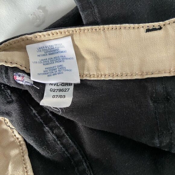 Vintage Tommy Flare Jeans Black Y2K Low Rise Denim Festival Emo Western Cargo 5 - Picture 8 of 15